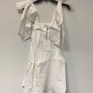 Aisle White Linen Bow Mini Dress